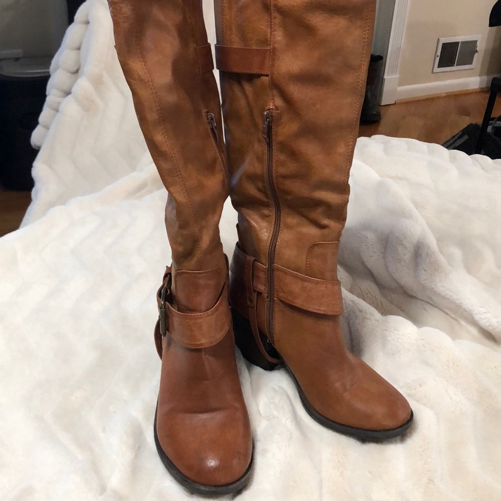 Carmel color leather boots.